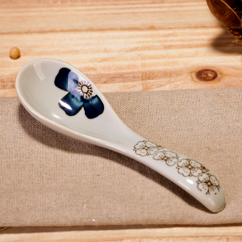 Jingdezhen Japanese under the glaze color small spoon, ceramic dinner spoon practical ultimately responds soup spoon, run out of household tableware