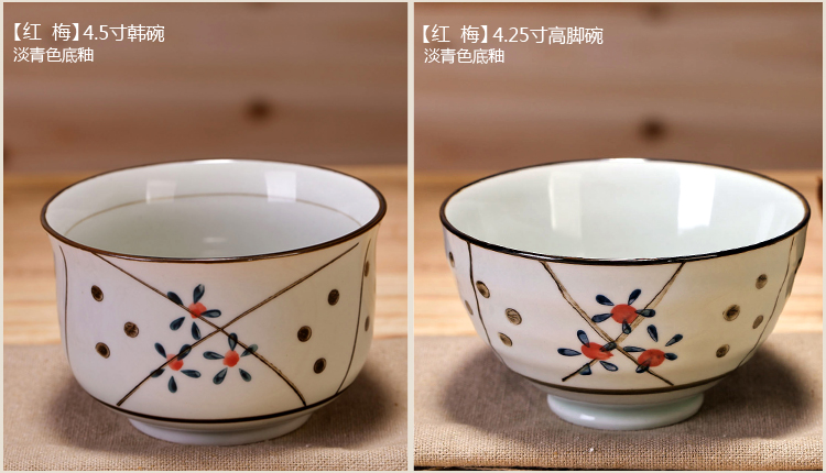 Jingdezhen Nhật Bản men màu bát gốm dao kéo đặt kê cơm bát cơm bát nhà súp nhỏ bát