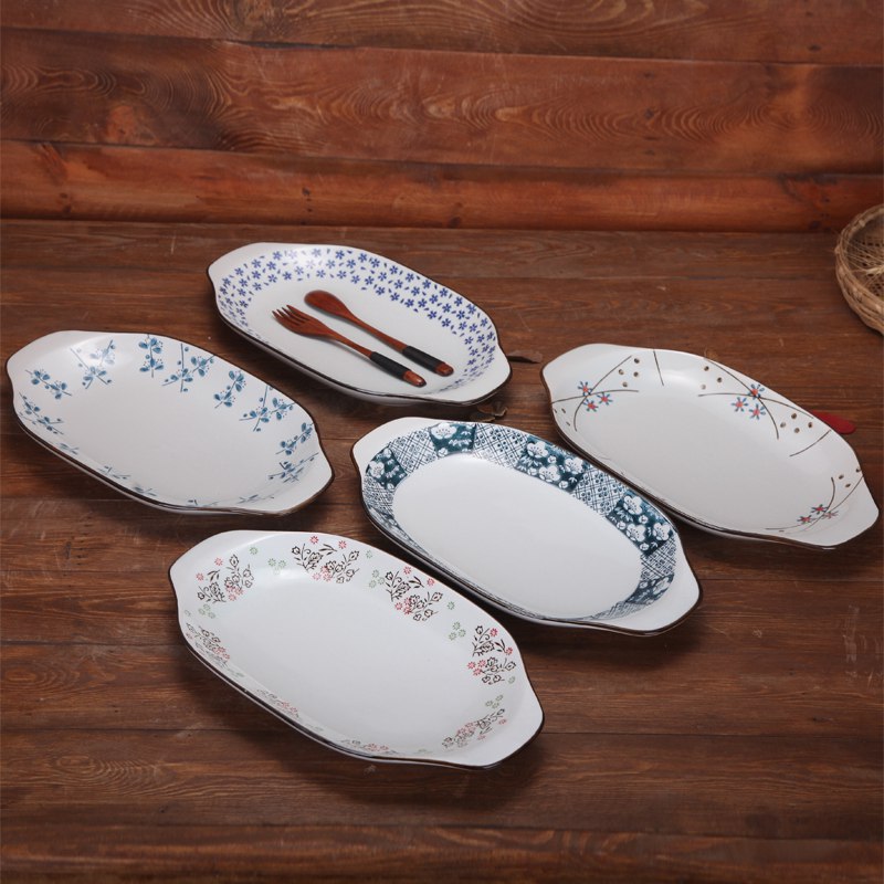 Ling Ming xuan chashe household utensils pan ears fish plate ceramic creative fruit plate large plate