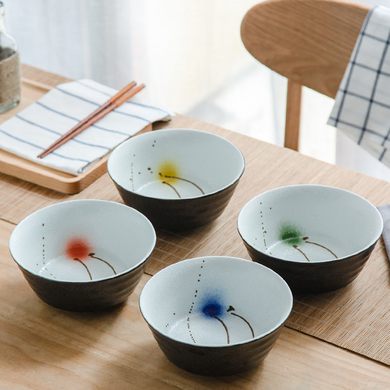 Japanese under glaze color porcelain shallow ceramic large rice bowl bowl noodles bowl dessert bowl of microwave oven