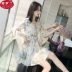 Mùa xuân và mùa hè 145 kiểu mới XS nhỏ nhắn ngắn 150 cm cao 155 phụ nữ váy voan hoa cổ chữ V siêu ngắn - váy đầm