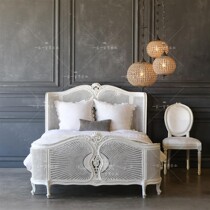 American Countryside Rattan Bed French Retro Old Carved Solid Wood Bed 1 8 Meter Double Bed Marriage Bed Princess Bed Customized