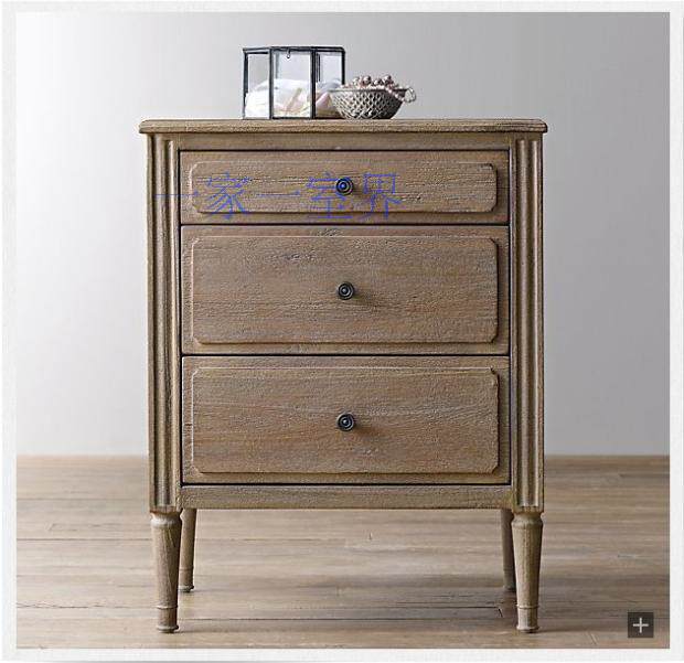 Retro American solid wood engraving bedside cabinets French style modern solid wood bed head cabinet short cabinet Furniture Customized