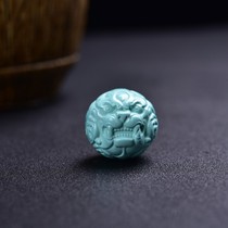 Hubei Natural Raw Mine Green Pine Stone Leopard single Pearl Carved Beast Bead Pearl Dragon Everest Pearl Pearl Moon Hand-string Accessories