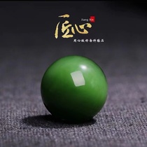 Natural Xinjiang Hetian Jade Jasper single bead loose beads spinach green hand string without black dot jade beads treasure bracelet accessories