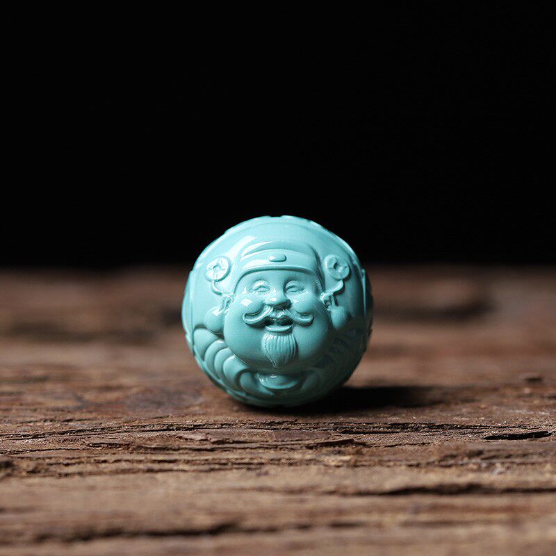 Hubei natural raw ore turquoise wealth lifetime single bead carving space bead dragon ball diamond star moon hand string accessories