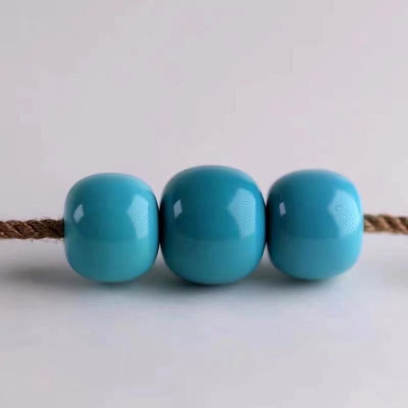 Hubei Raw Mine High Porcelain Green Pine Stone Single Pearl Old Type Barrel Pearl Top Buddha Pearl Top Buddha Pearl Star Moon Handstring Accessories