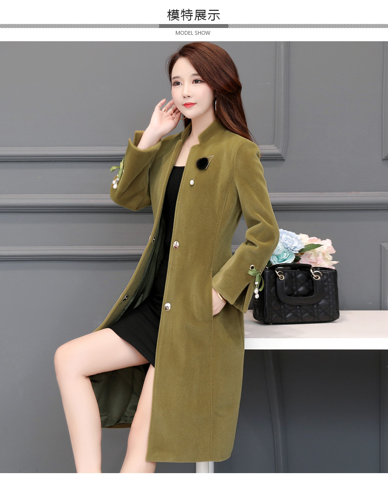 Mùa thu đông 2018 phiên bản Hàn Quốc mới của quý cô nổi tiếng qua đầu gối Nizi áo len dài phần len áo khoác da nữ