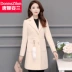 Thu đông 2018 phiên bản Hàn Quốc mới của người phụ nữ eo thon, người đàn ông mảnh khảnh trong chiếc áo len dài cổ áo len áo dạ ngắn tuổi trung niên Accentuated eo áo