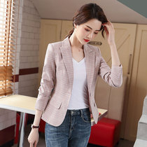 Plaid Small Suit Jacket Woman Spring Autumn 2022 New Korean Version Lady Casual 100 Hitch Short Collection Waist West Suit Blouse
