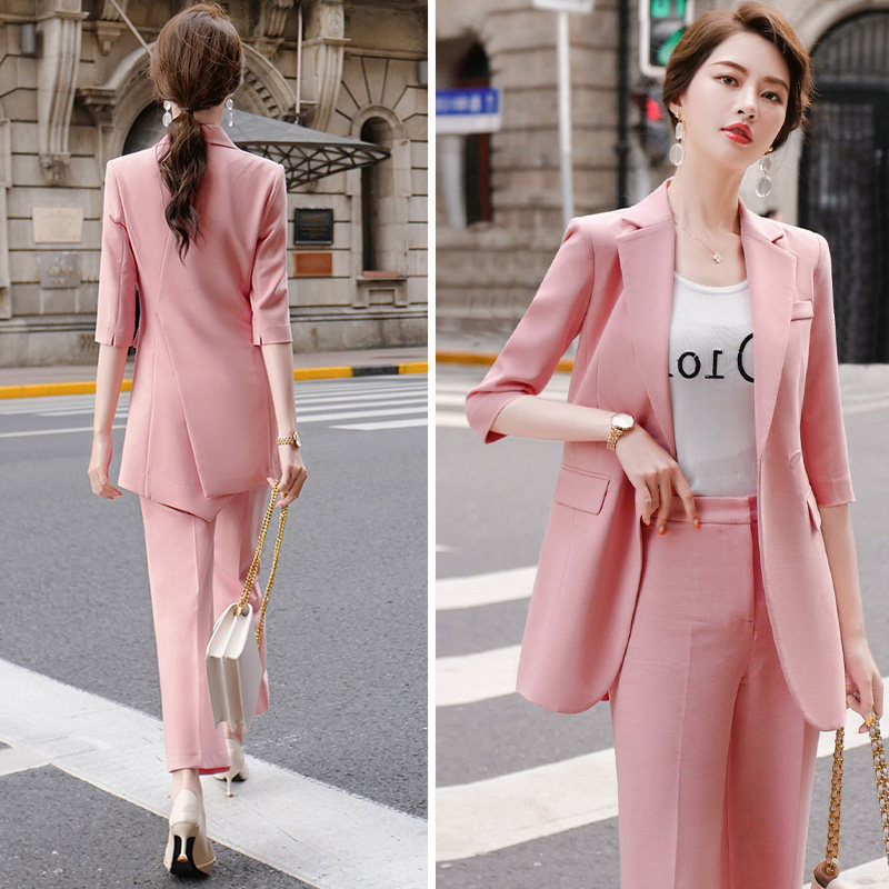 2021 spring/summer new Korean version of famous socialite temperament goddess fan suit two-piece fashion wide-leg pants professional suit female