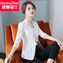 Striped blazer womens thin 2021 spring and summer new Korean fashion temperament casual short small suit