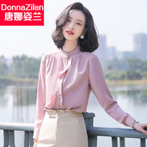 Pink long sleeve chiffon shirt women 2021 Spring and Autumn new fashion foreign style bottoming professional shirt ruffled top