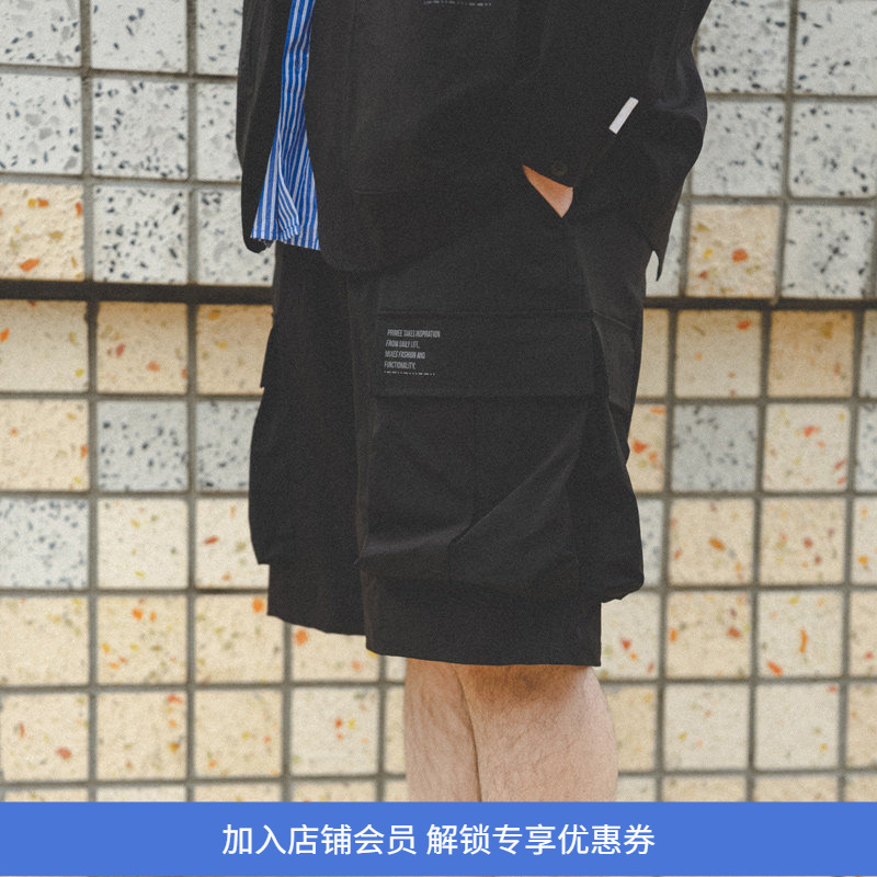 Primee Black Series Functional Cargo Shorts Large Flap Pocket Pants Loose Shorts Cityboy Casual Shorts