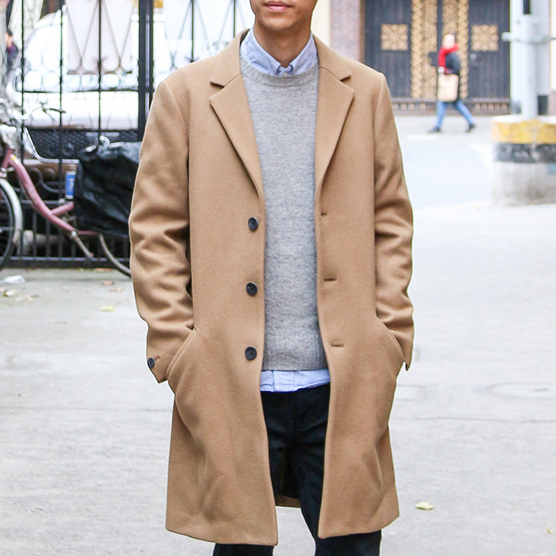 KURO SUPER 100MELTON WOOL CHESTER FIELD COAT WOOL COAT