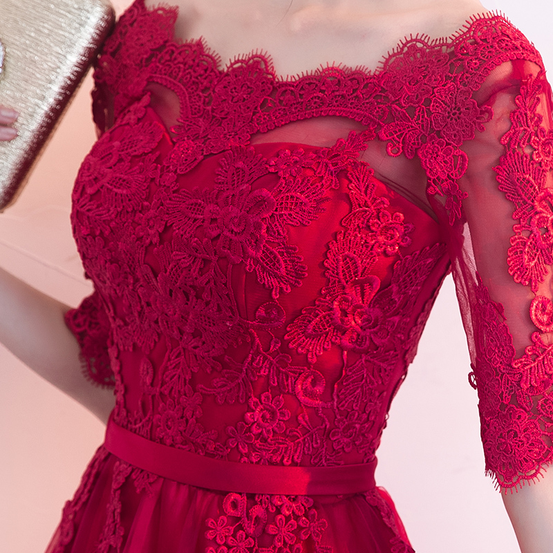 Bridal Toast Dress 2026 New Summer Burgundy Homecoming Petite Lace Wedding Engagement Evening Dress for Women Bridal Toast Dress 2026 New Summer Burgundy Homecoming Petite Lace Wedding Engagement Evening Dress for Women