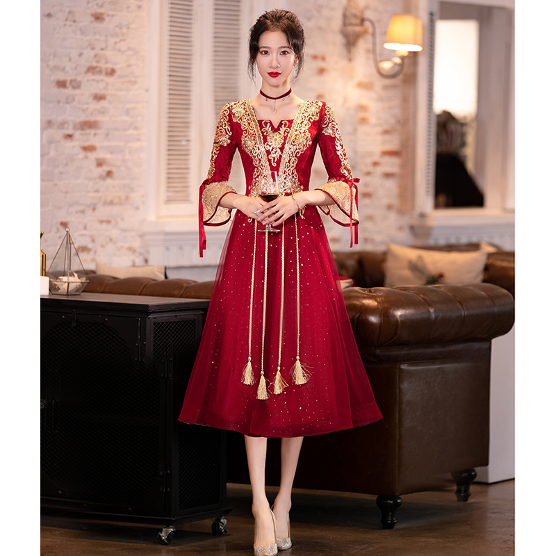 XS+Burgundy, long, mid-length   - $1.57 