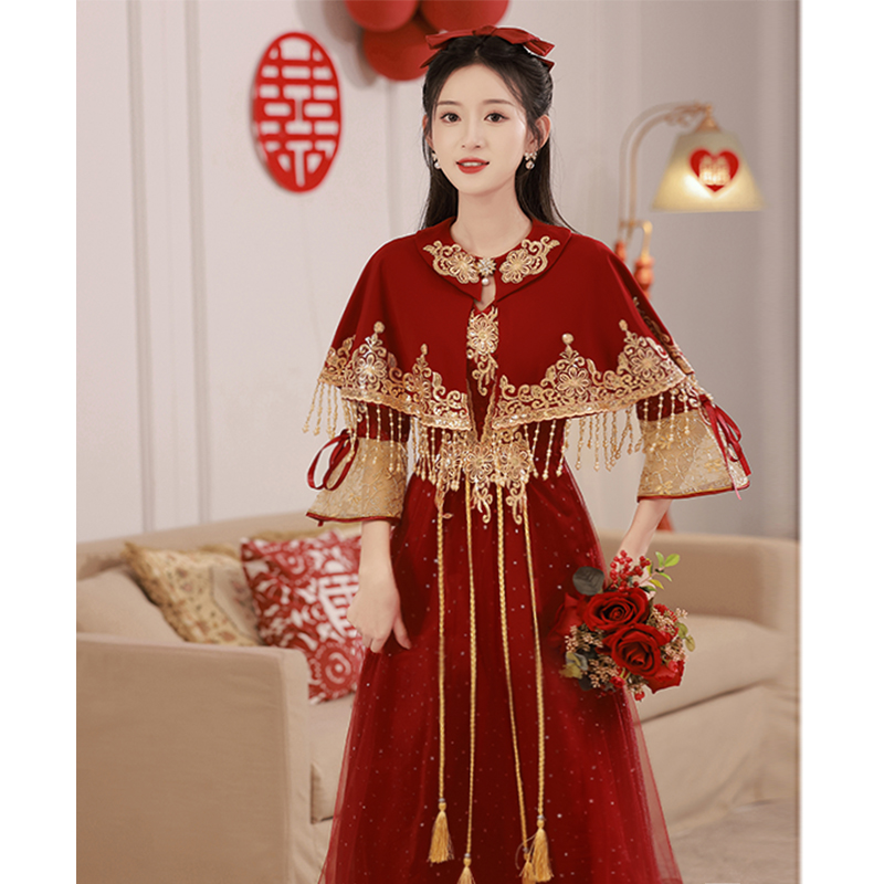  L+Burgundy colored long cloak, mid-length   + $3.14 