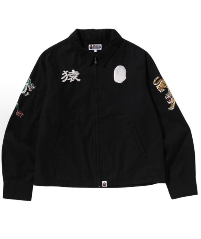 Bape Ss26 Dragon and Tiger Embroidered Zipper Long Sleeve Jacket for Men Bape Ss26 Dragon and Tiger Embroidered Zipper Long Sleeve Jacket for Men
