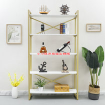 Nordic gold Wrought iron shelf Clothing bag floor stand Shoe rack display stand Creative bookshelf partition display stand