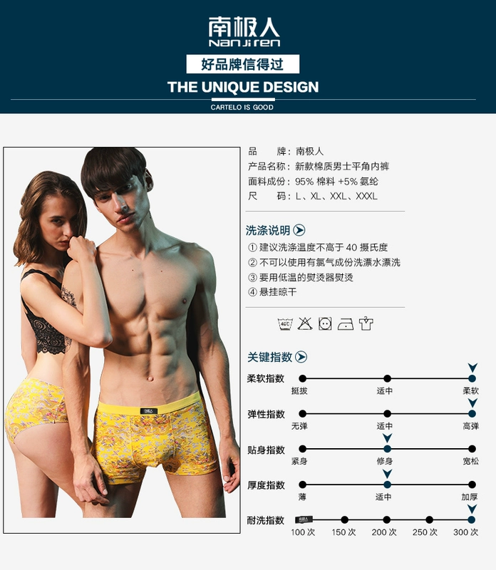 Nam cực nam đồ lót nam cotton boxer của phụ nữ tam giác vàng Trung Quốc rồng in vài quần short đầu