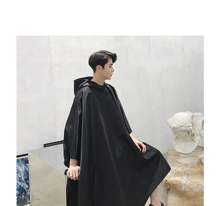 Mùa xuân và mùa thu siêu dài áo sơ mi bat trùm đầu áo gió áo choàng choàng choàng áo choàng thủy triều nam tóc stylist hip hop đường phố cao áo gió 1 lớp rẻ