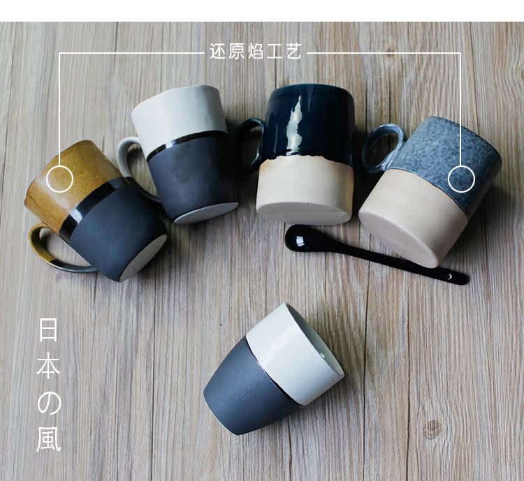 Ma thuật điểm retro cá tính sáng tạo phong cách Nhật Bản và gió nhà gốm vẽ tay cup giảm ngọn lửa cốc chén nước cốc cà phê sữa bình giữ nhiệt có nhiệt độ