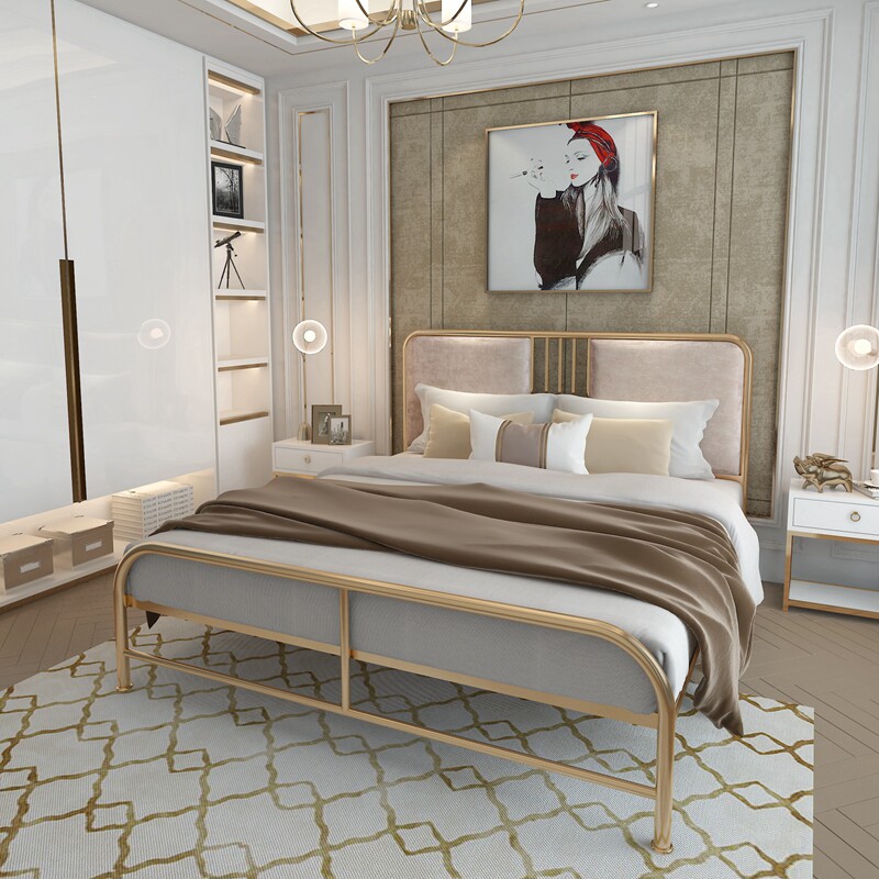 Nordic modern household light luxury iron frame 1 8m double bed simple small family size single iron bed 1 2 m