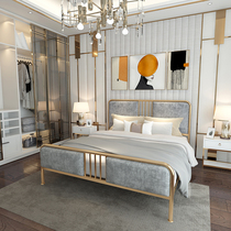 Modern minimal iron bed 1 8m double iron frame bed Light luxury luxury soft bag princess bed 1 5 m single bed