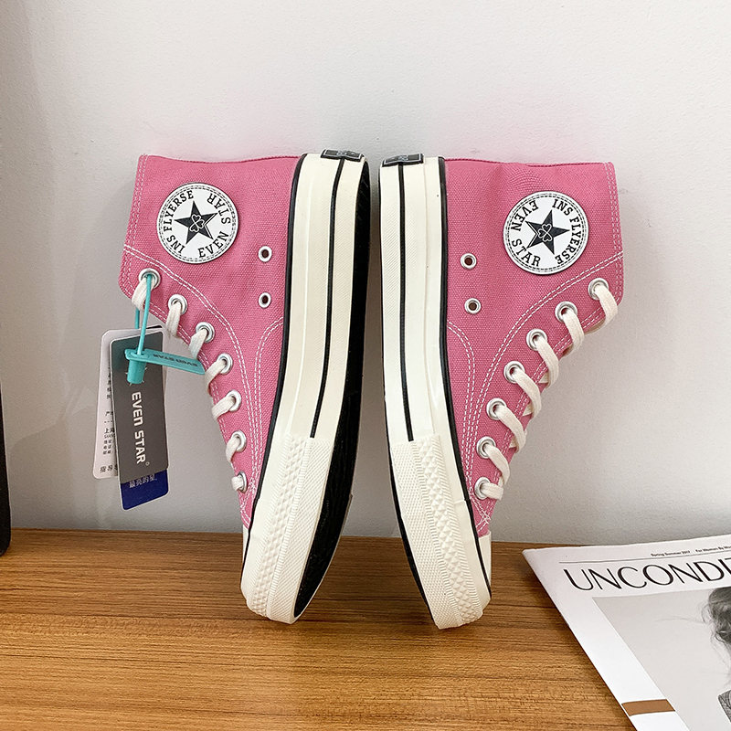 Official Website Genuine 1970S Classic Versatile Rose Pink 2026 New Canvas Shoes Women's Flat High-Top White Shoes