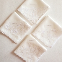 Japanese imported Sopisty women carry cotton gauze embroidered handkerchief handkerchief square towel sweat towel lace lace