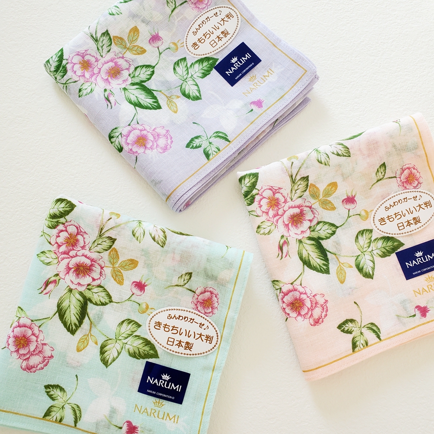 Spot Japan-made imported NARUMI cotton ladies soft hand-carried handkerchief handkerchief handkerchief pink green