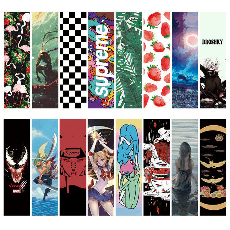 Hot-blooded street skateboard shop professional double warped colored sandpaper imported transparent air hole skateboard sand wear-resistant fine sand