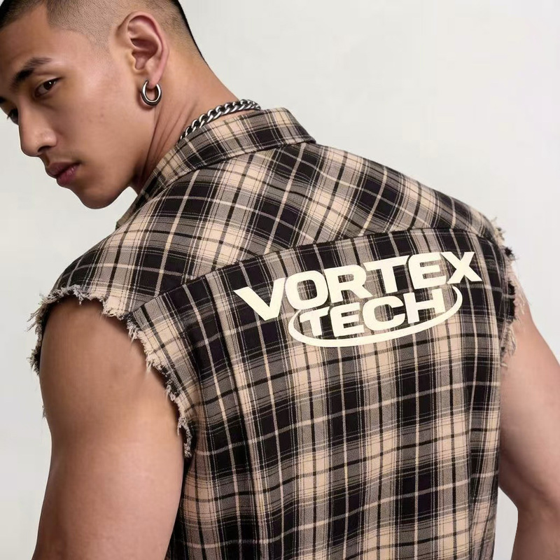 【New Product】Zircuit Spring/Summer Vintage Washed Pure Cotton Sleeveless Plaid Shirt Trendy Shirt 【New Product】Zircuit Spring/Summer Vintage Washed Pure Cotton Sleeveless Plaid Shirt Trendy Shirt