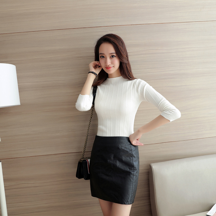 Mùa thu và mùa đông của phụ nữ phiên bản mới của Hàn Quốc của chiếc áo len nhỏ cổ đứng tự trồng áo len dài tay của phụ nữ áo len bó sát áo len mỏng - Áo len áo kiểu nữ đẹp tuổi 50
