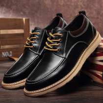 Mens inner high shoes 6CM business casual mens shoes Korean version of British shoes mens shoes plus velvet leather shoes mens leather warm