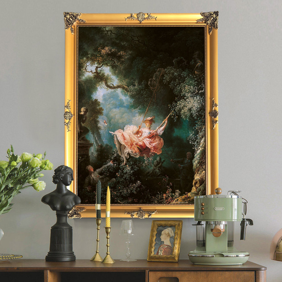 Classical Baroque Oil Painting, World-Famous Oil Painting, Fragonard's Swing, American Retro Bedroom and Guesthouse Decorative Painting