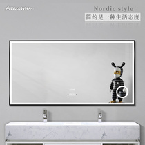 Bathroom mirror Wall-mounted makeup mirror Toilet toilet smart led mirror with light black frame dressing smart mirror