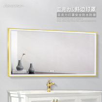 Toilet mirror Bathroom mirror Wall-mounted makeup mirror Household acrylic luminous makeup mirror Smart bathroom mirror with light