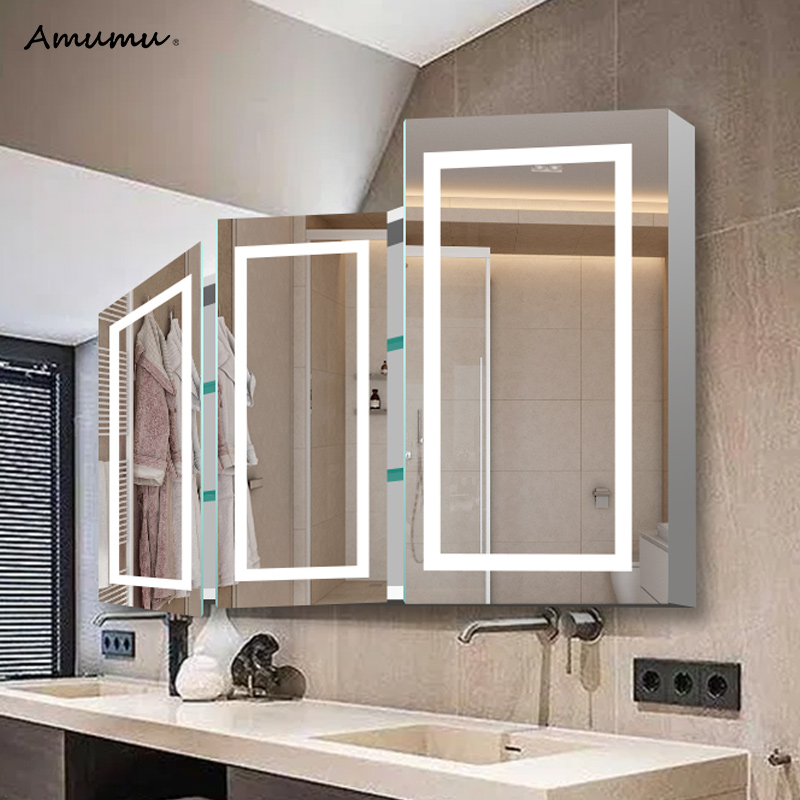 Led Bathroom Mirror Cabinet Storage Mirror Box Storage Mirror Wall