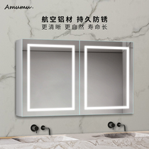 Smart mirror Bathroom mirror cabinet Anti-fog bathroom mirror cabinet Wall-mounted storage mirror cabinet with light defogging washing mirror cabinet