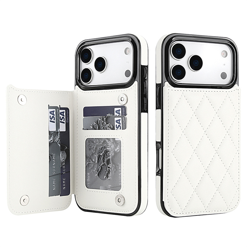 iPhone 17 Pro Max Case with Card Holder, Suitable for iPhone 16 Pro, Leather, Card Slot, Integrated Wallet, Card Holder for iPhone 15, Card Holder for iPhone 14, Card Holder for iPhone 13, New Model for iPhone 12, White for iPhone 11