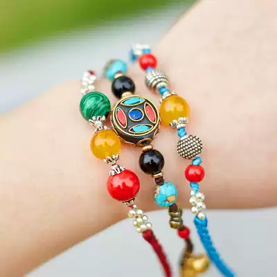 Hand-woven hand rope transfer bead temperament agate hand decoration simple lucky red rope hand female couple hand man