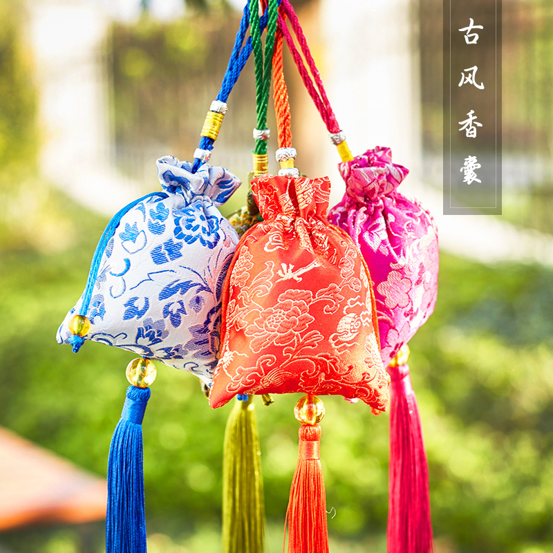 End of the Dragon Boat Festival fragrant bag Fragrant Sack Empty Bag Ancient Wind Pocketbook Carry-on pendant Ai herbal medicine Mosquito Repellent Empty Pocketbag
