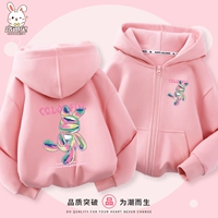 [Мягкая кожа -дружеская кардиганская куртка] Розовый семицветный кролик x_ семь цветных кролика