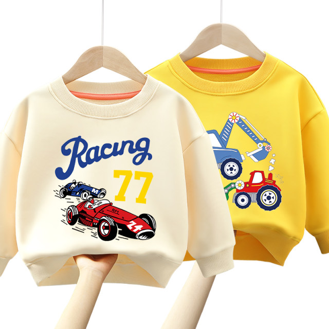 Boys sweater spring and autumn models 2022 new baby autumn clothes plus velvet children's clothes boys autumn clothes children's tops