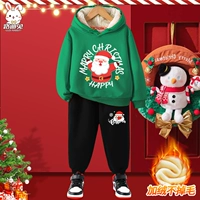 [Рождественский плюшевый костюм с капюшоном] Зеленый Merry Christmas_5 + Черный Милый Рождество X_K5