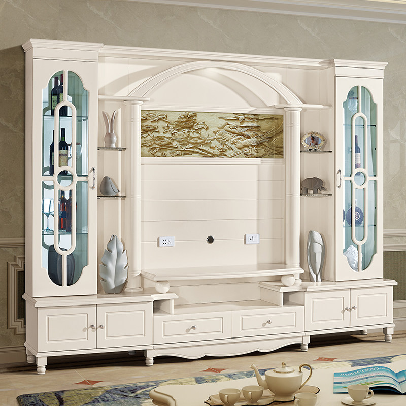 European-style TV cabinet combination wall cabinet living room background wall decoration cabinet overall wine cabinet against the wall multi-functional storage cabinet