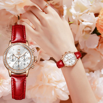 Swiss New Genuine Brand Women's Watch, Leather Strap, Fashionable, Light Luxury, Diamond-Encrusted, Top Ten Waterproof Watches