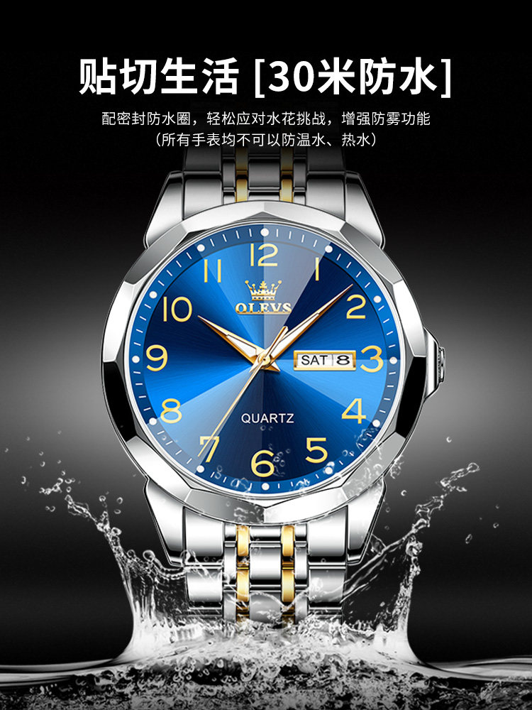 Men's Watch, Men's Quartz Watch, Genuine Brand, Large Numbers, Watch for Middle-Aged and Elderly People, Electronic Men's Watch, Gift for Dad and Elders